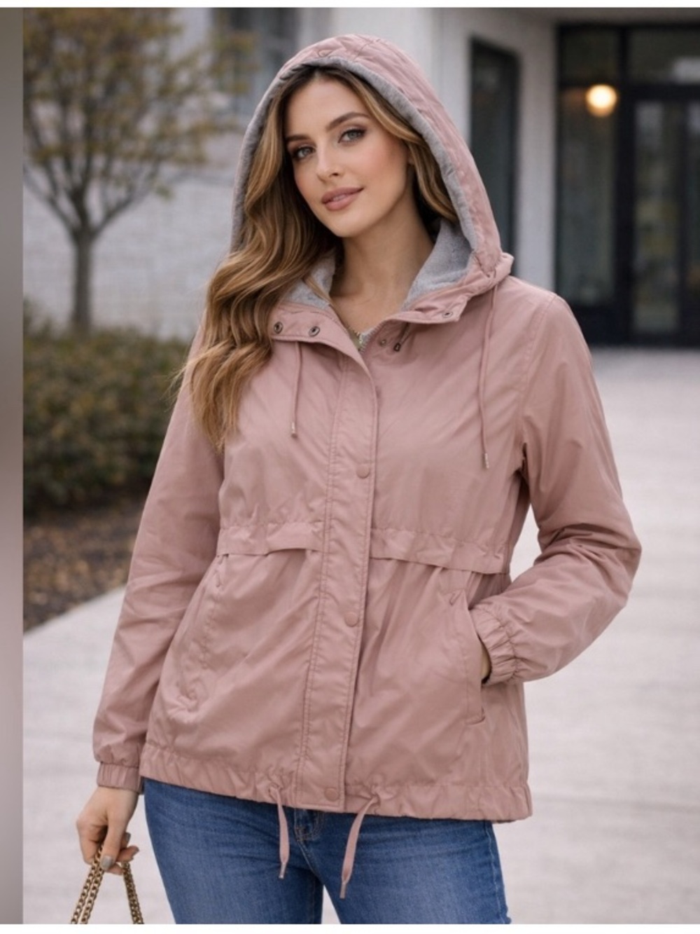 H&M Divided Dusty Rose Windbreaker Jacket Size Medium
